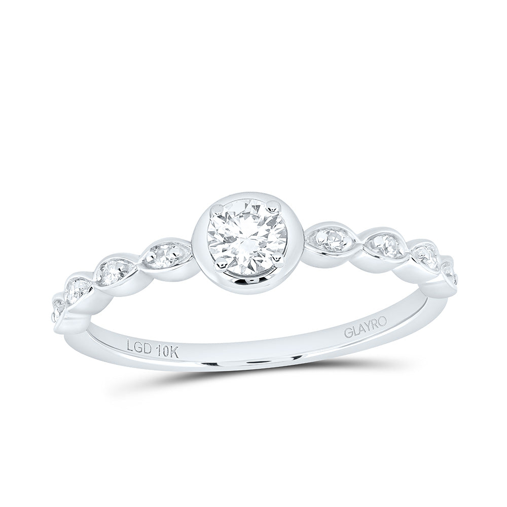 10K Yellow Or White Gold 1/4 Cttw Lab Grown Diamond 1/5 Cttw Center Round Engagement Ring