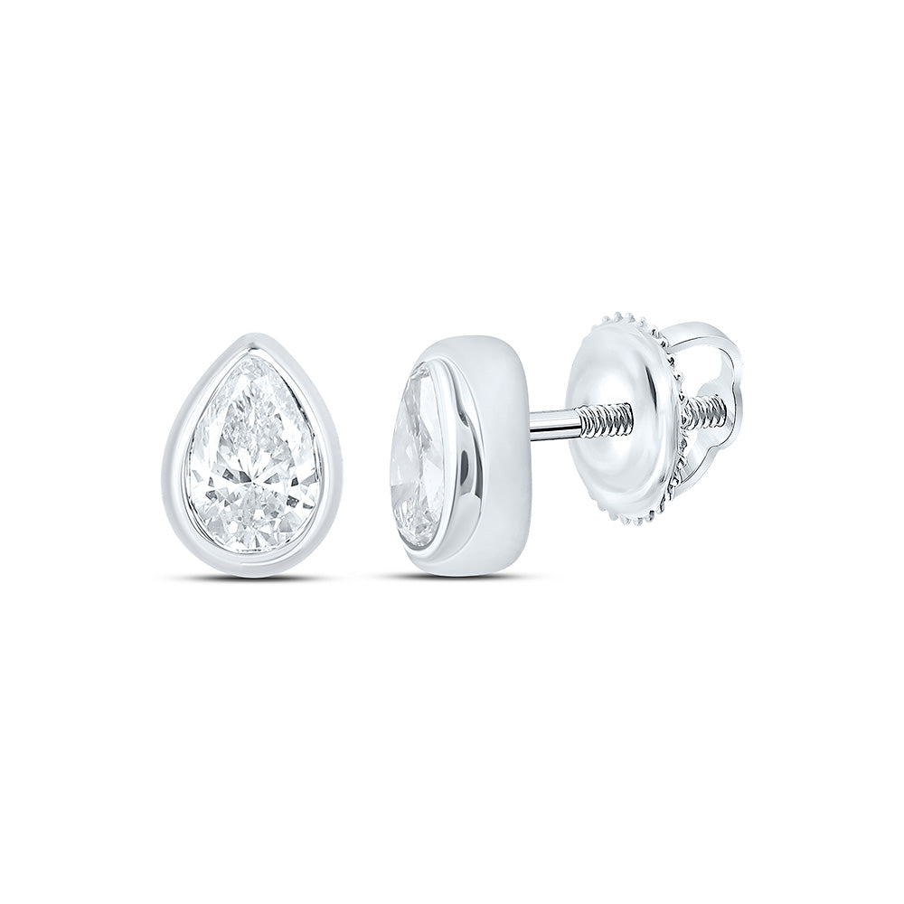 Sterling Silver 1/4 Cttw Lab Grown Diamond Bezel Pear Earring