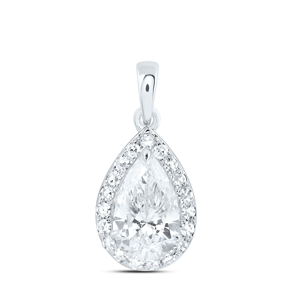 10K Yellow Or White Gold 1 Cttw Lab Grown Diamond Pear Charm Pendant