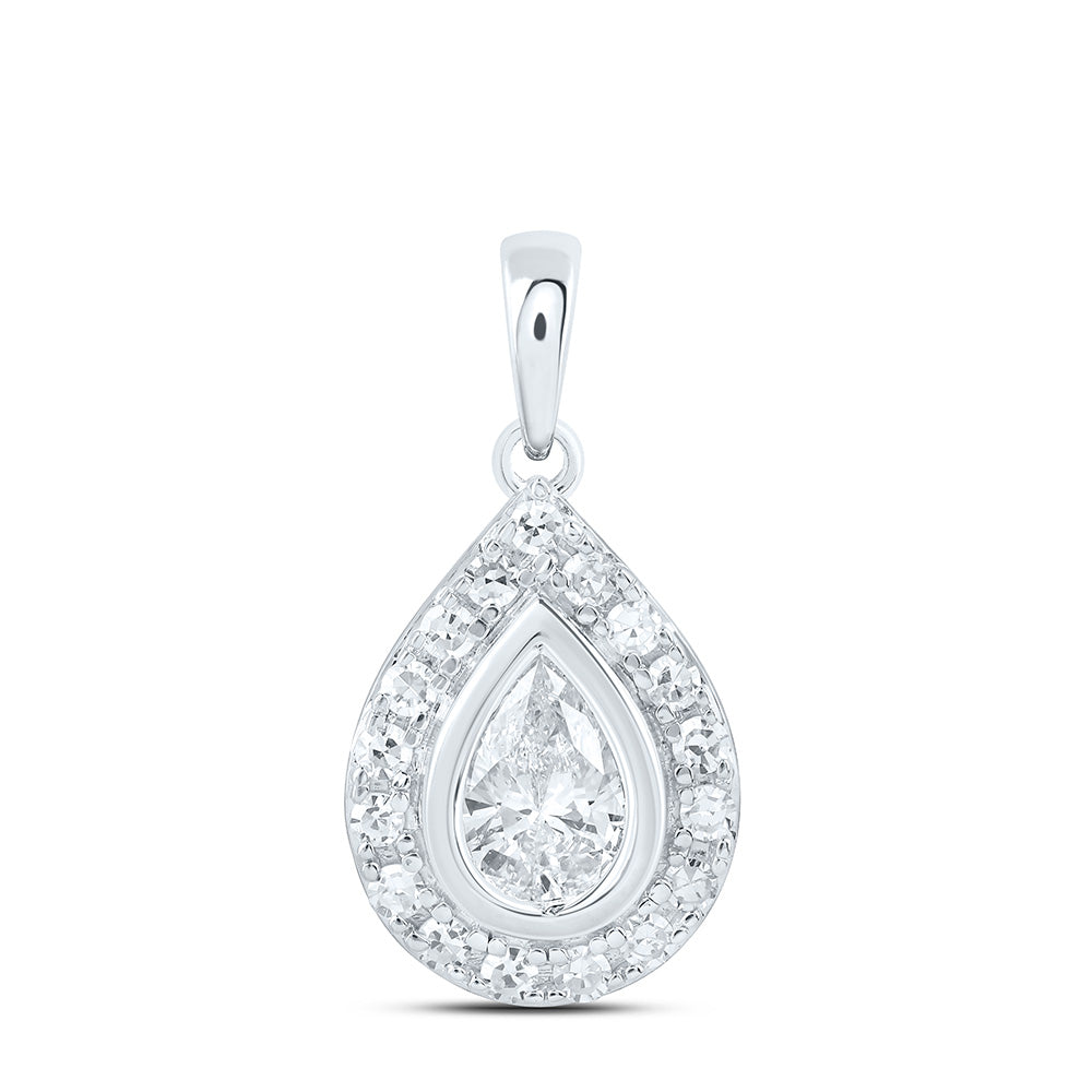 Sterling Silver 1/2 Cttw Lab Grown Diamond Pear Charm Pendant
