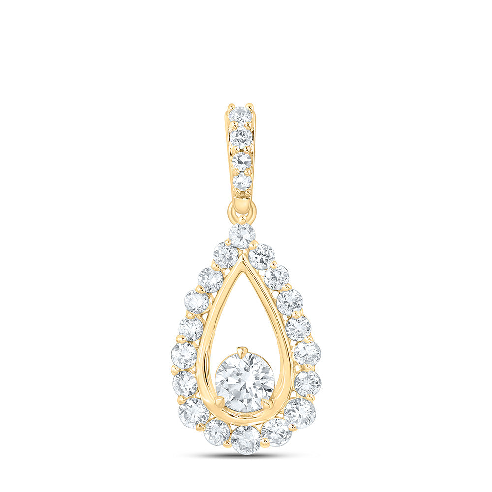 Sterling Silver Yellow Tone 1Ctw Lab Grown Diamond Pear Charm Pendant