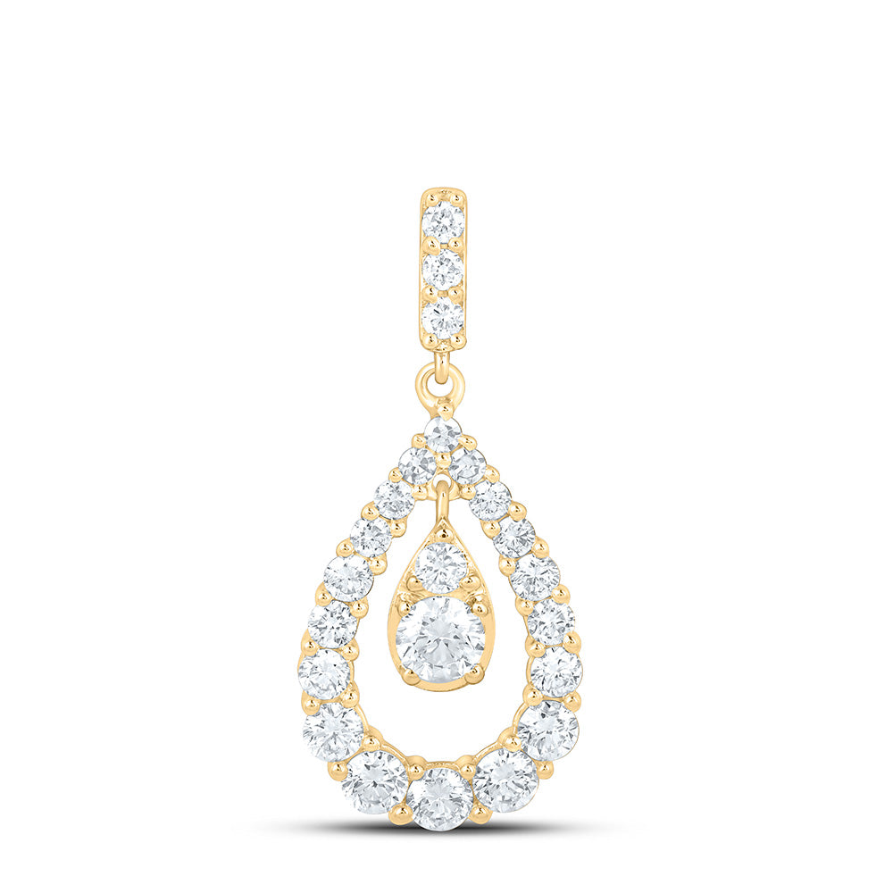 10K Yellow Or White Gold 1 Cttw Lab Grown Diamond Pear Charm Pendant