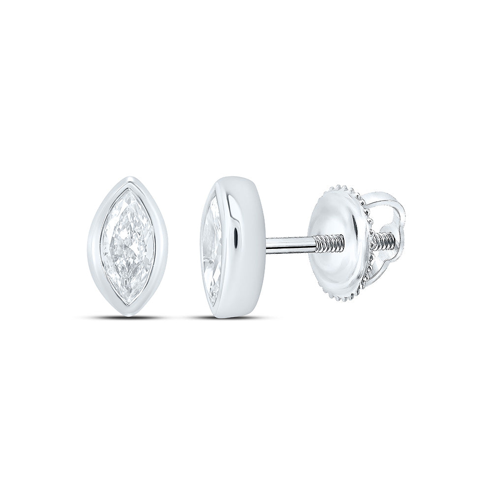 Sterling Silver 1/4 Cttw Lab Grown Diamond Marquise Bezel Earring