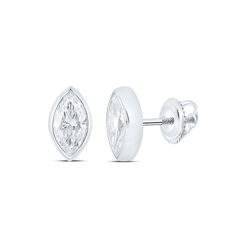 Sterling Silver 1 Cttw Lab Grown Diamond Marquise Bezel Earring
