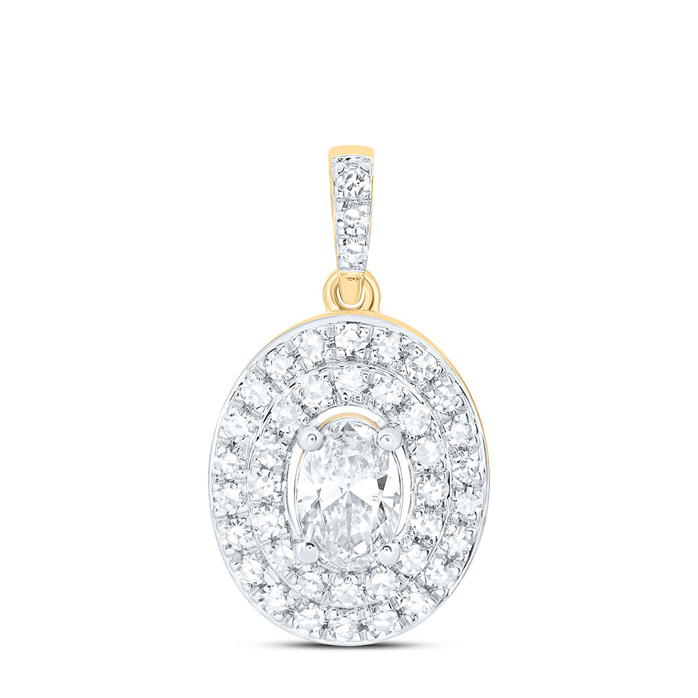 10K Yellow Gold 3/4 Cttw Lab Grown Diamond Fashion Oval Pendant