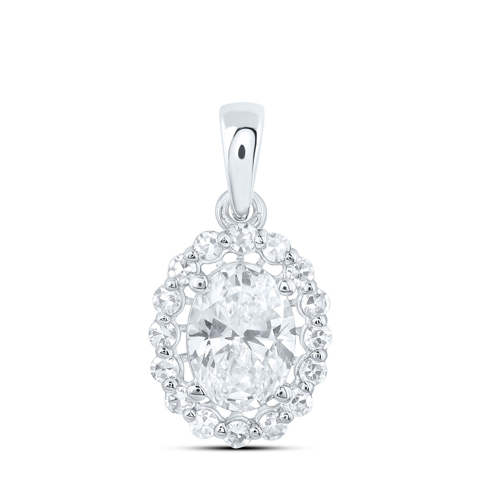 10K Yellow Or White Gold 1 Cttw Lab Grown Diamond Oval Charm Pendant