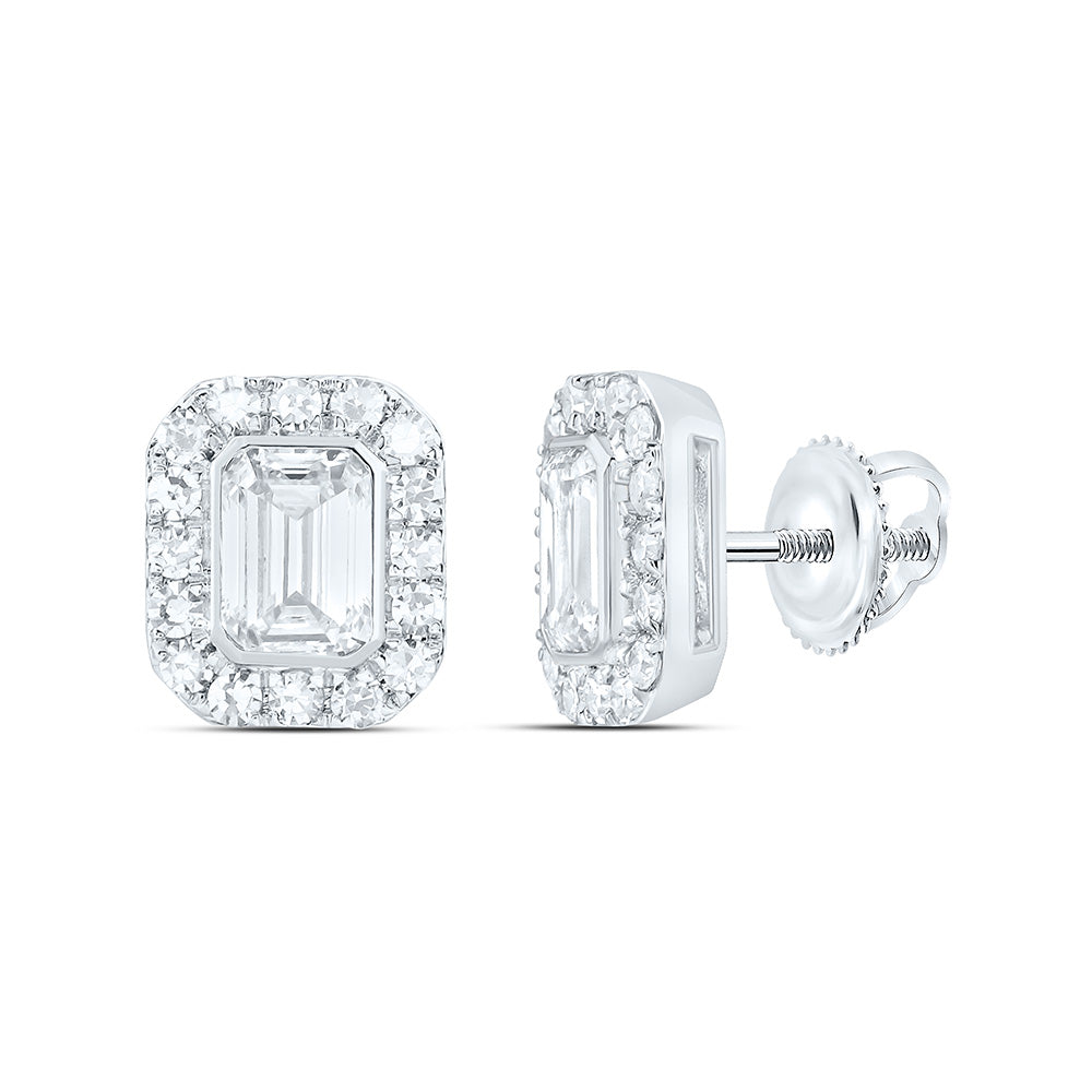 10K Yellow Or White Gold 1 1/2 Cttw Lab Grown Diamond Fashion Emerald Earring