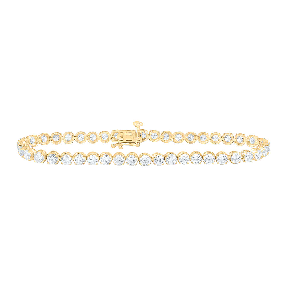 10K Yellow Or White Gold 7 Cttw Lab Grown Diamond Round Tennis Bracelet (7 Inch)