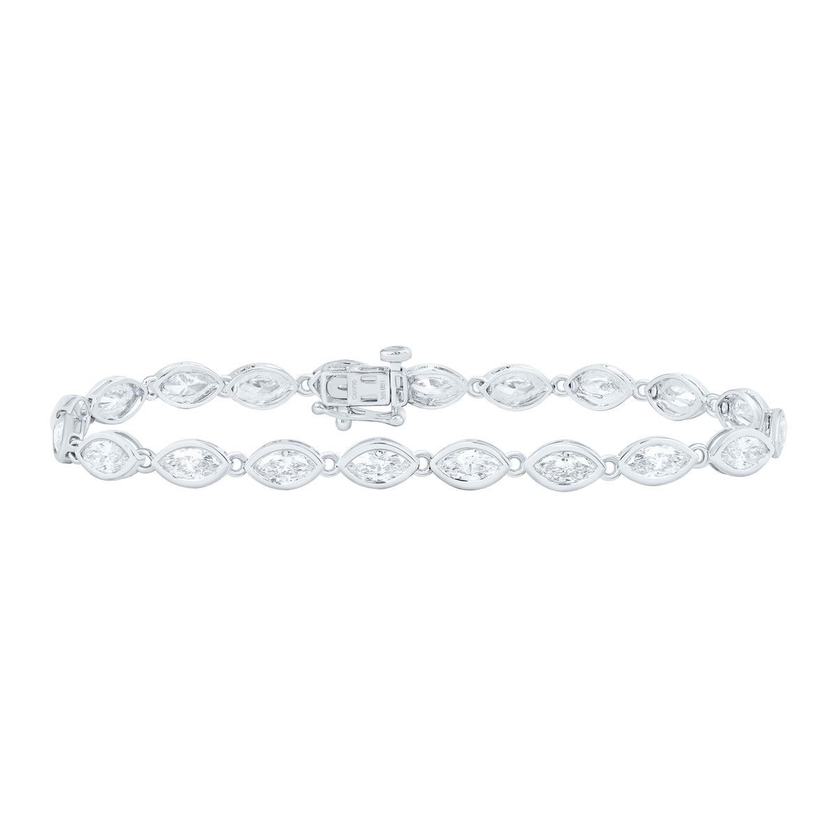 10K Yellow Or White Gold 4 Cttw Lab Grown Diamond Marquise Bezel Bracelet (7 Inch)