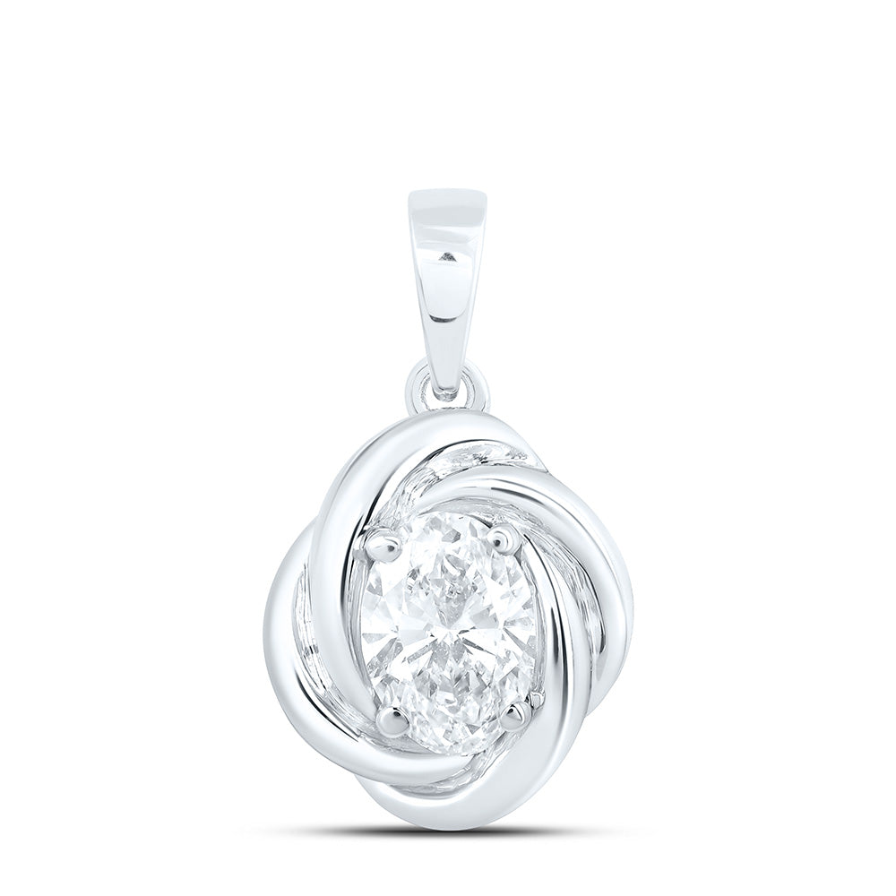 10K Yellow Or White Gold 1/2 Cttw Lab Grown Diamond Oval Charm Pendant