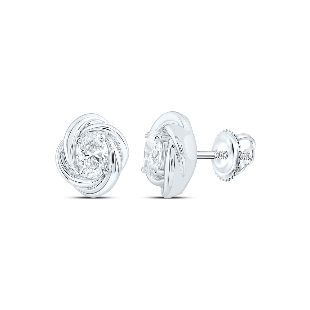 10K Yellow Or White Gold 1/2 Cttw Lab Grown Diamond Oval Earring