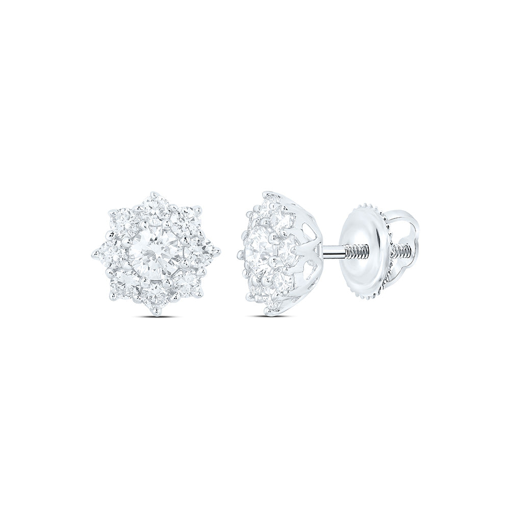 10K Yellow Or White Gold 1/2 Cttw Lab Grown Diamond Flower Earring
