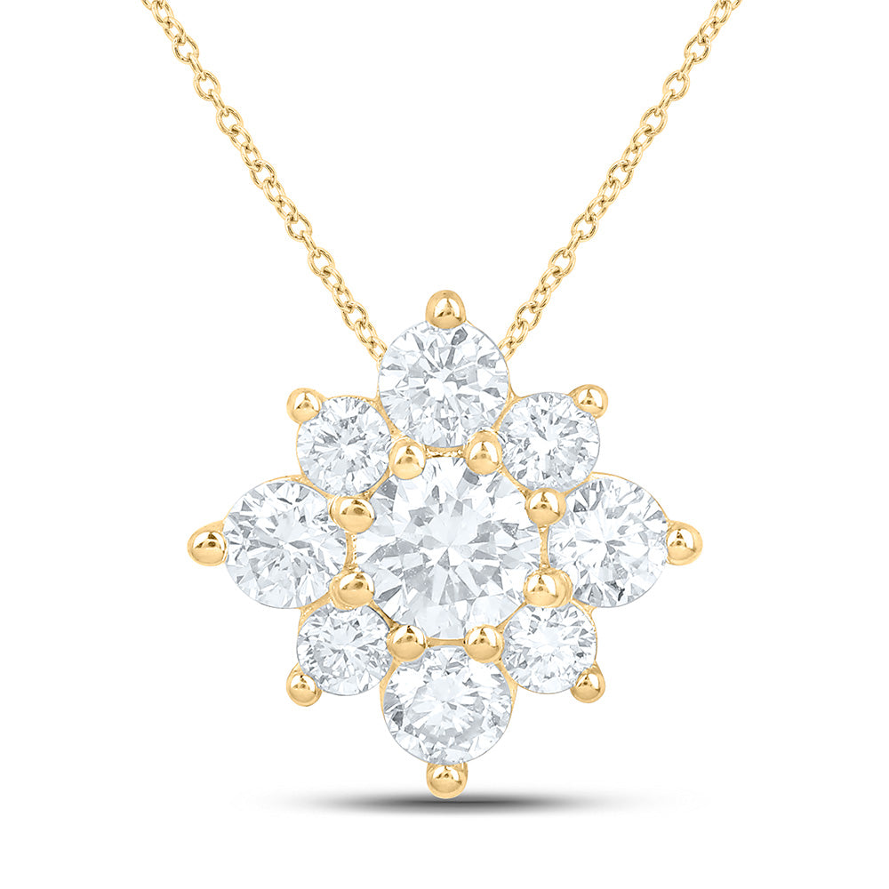 10K Yellow Or White Gold 1 Cttw Lab Grown Diamond Flower Chain Necklace (18 Inch)
