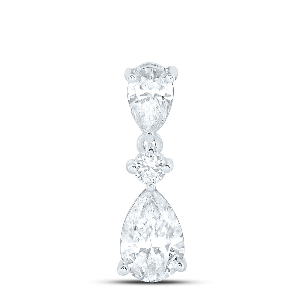 10K Yellow Or White Gold 3/4 Cttw Lab Grown Diamond Fashion Pear Pendant