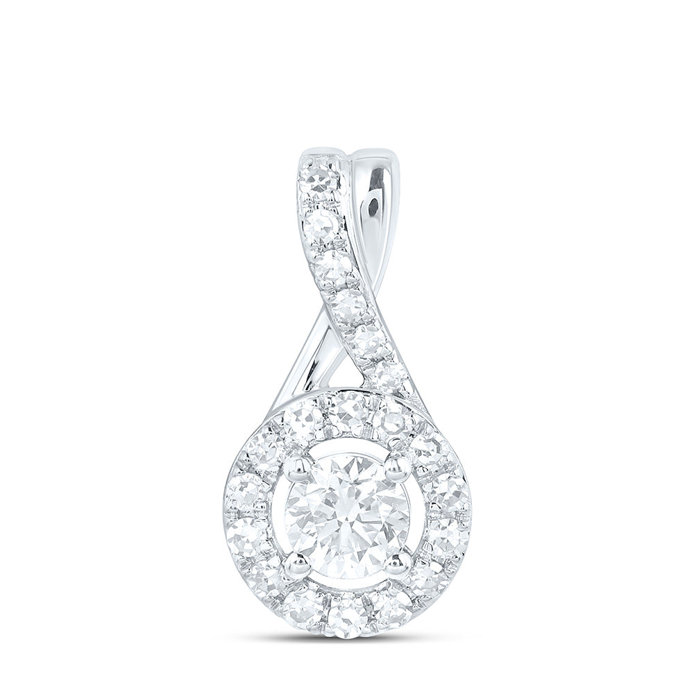 Sterling Silver 1/2 Cttw Lab Grown Diamond Round Charm Pendant