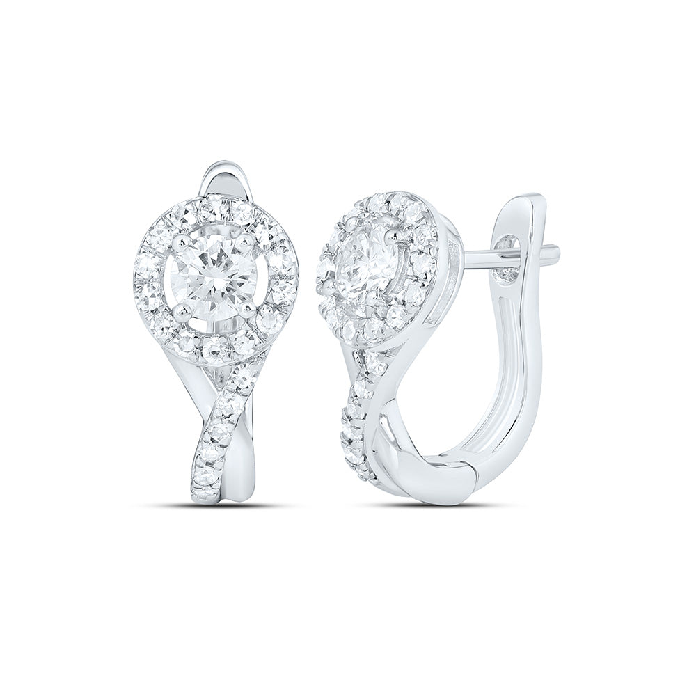 Sterling Silver 3/4 Cttw Lab Grown Diamond Round Earring