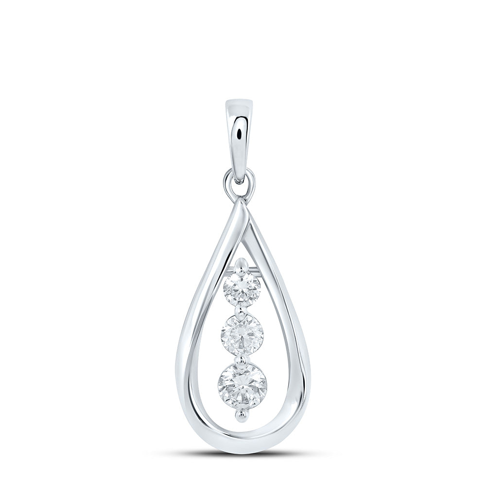Sterling Silver 1/4 Cttw Lab Grown Diamond Pear Charm Pendant
