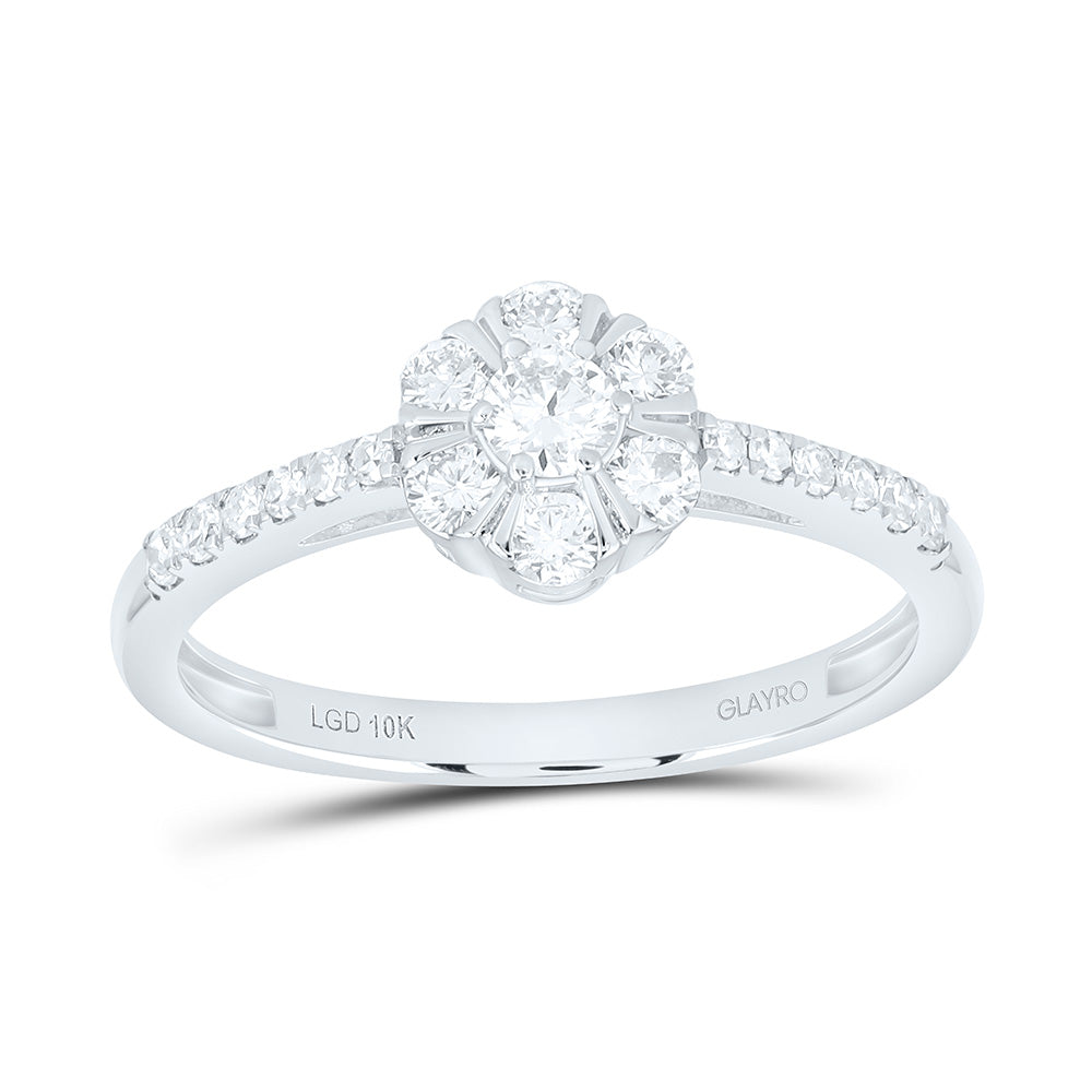 10K Yellow Or White Gold 1/2 Cttw Lab Grown Diamond Flower Ring