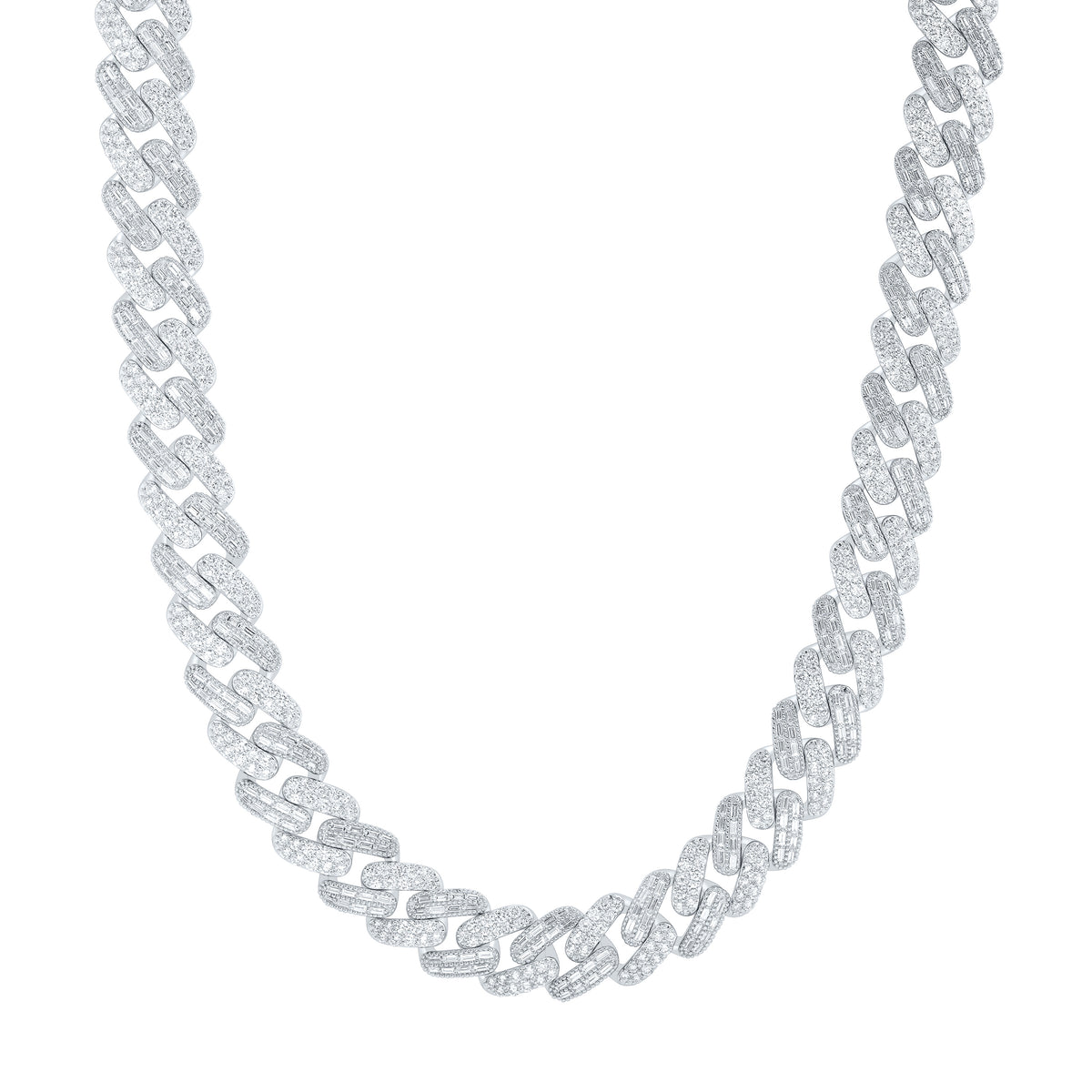 Sterling Silver 37 5/8 Cttw Lab Grown Diamond Fashion Cuban Necklace (22 Inch)