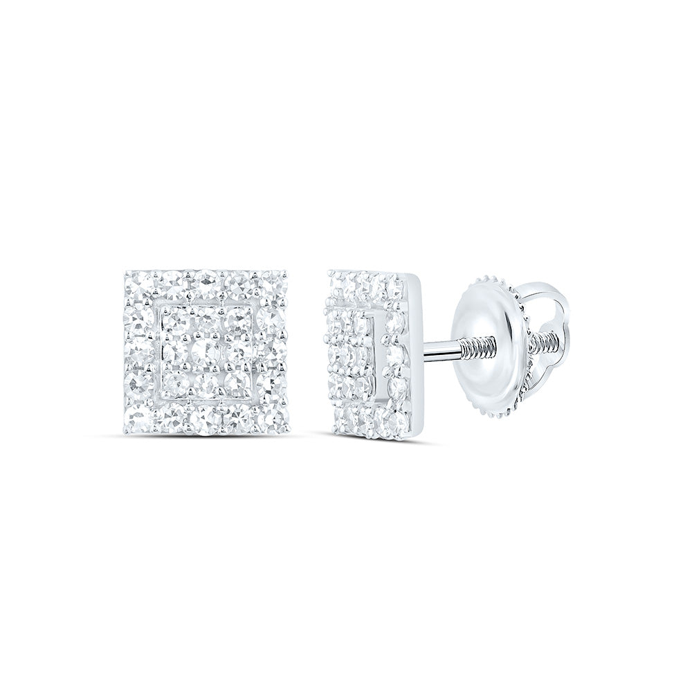 Sterling Silver 1/3 Cttw Lab Grown Diamond Square Earring