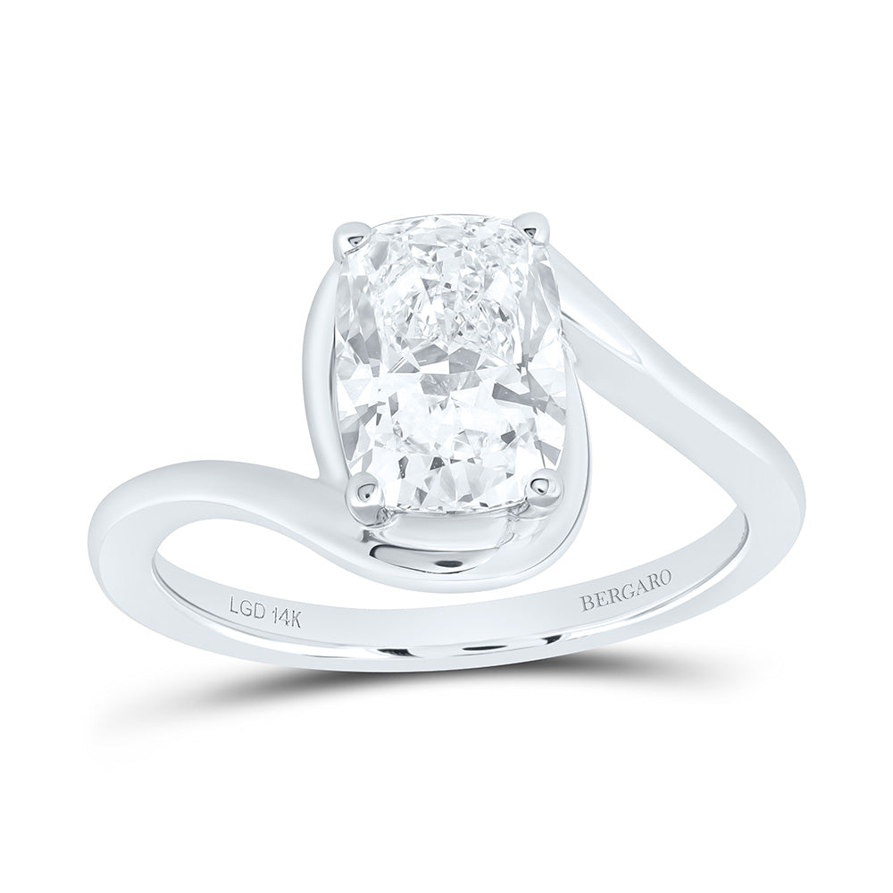 14K Yellow Or White Gold Lab Grown Diamond Cushion Stud Ring