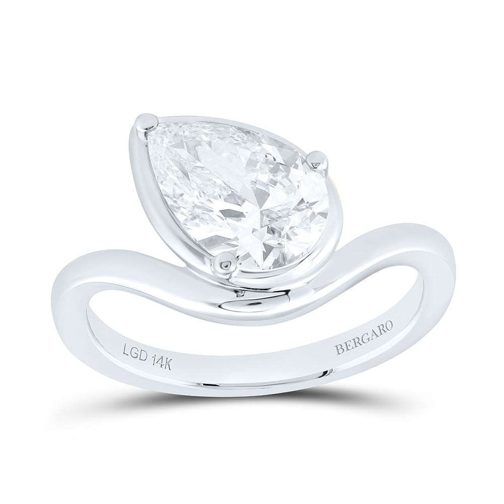 14K Yellow Or White Gold 2 Cttw Lab Grown Diamond Pear Stud Ring