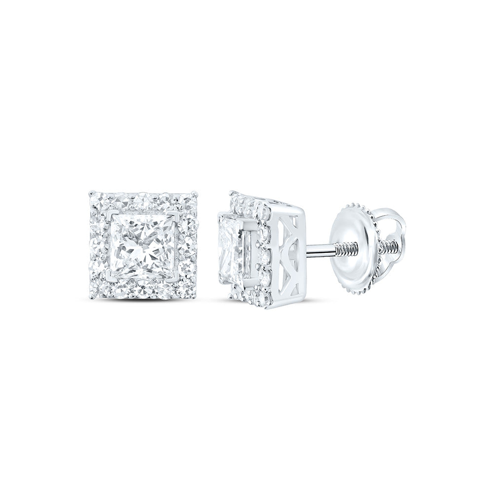 14K Yellow Or White Gold 7/8 Cttw Lab Grown Diamond Square Earring