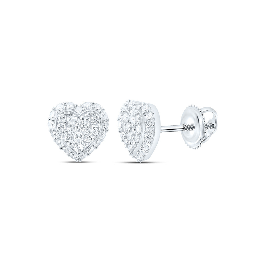Sterling Silver 1/2 Cttw Lab Grown Diamond Heart Earring