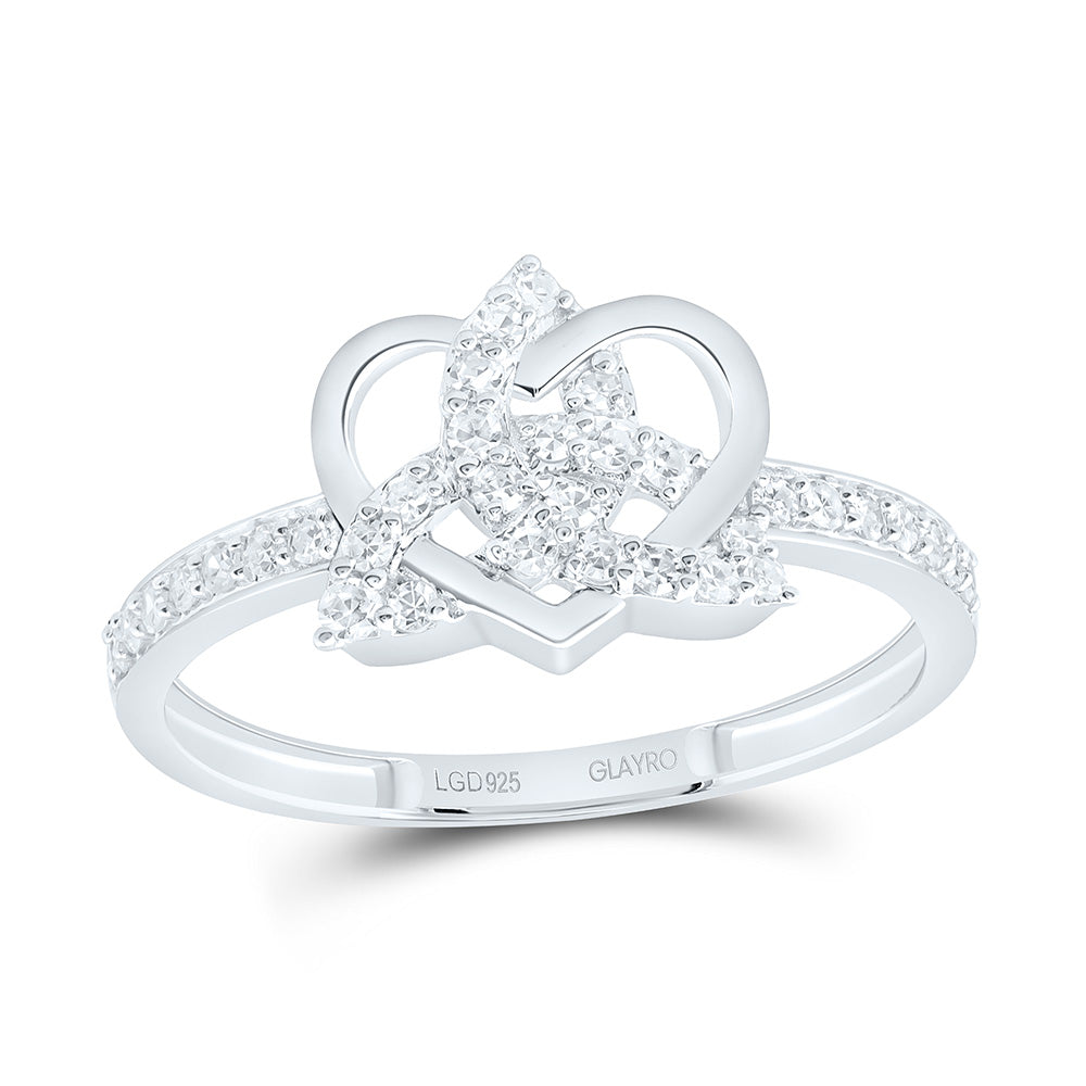 Sterling Silver 1/4 Cttw Lab Grown Diamond Heart Engagement Ring