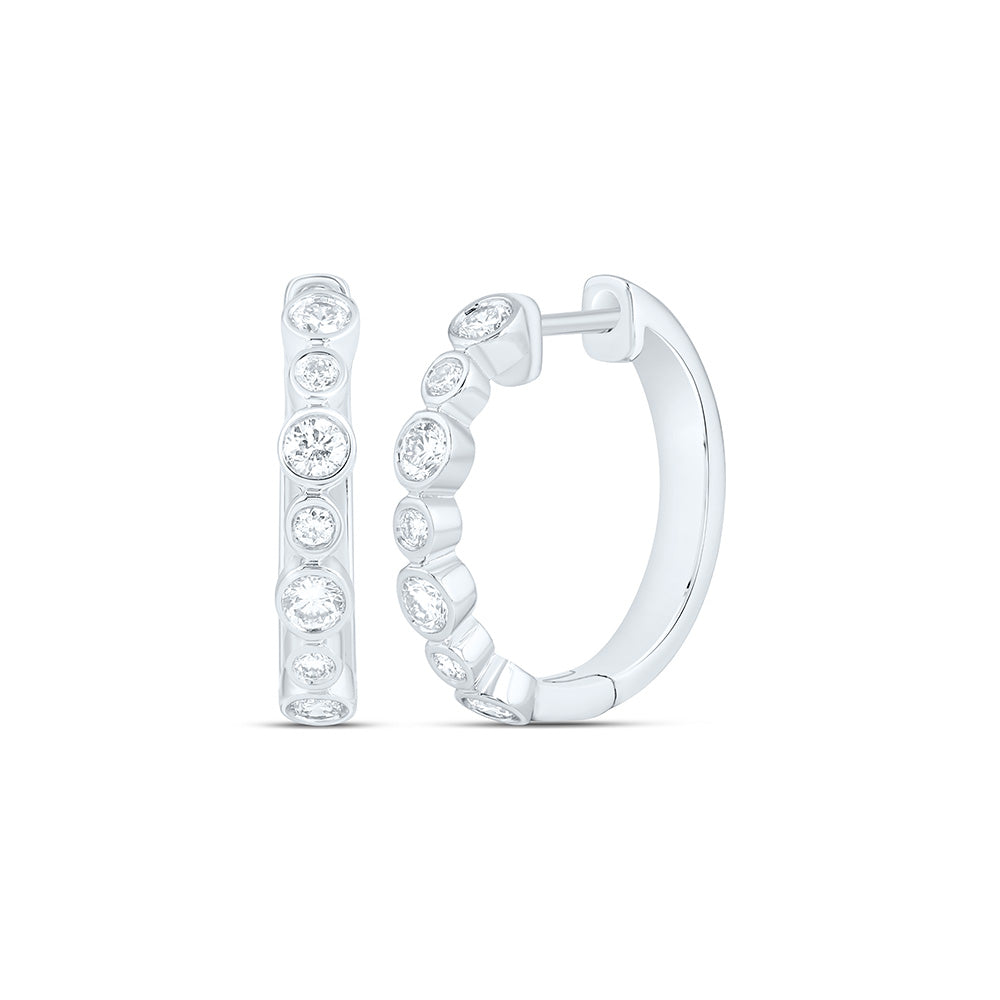 Sterling Silver 5/8 Cttw Lab Grown Diamond Bezel Hoop Earring
