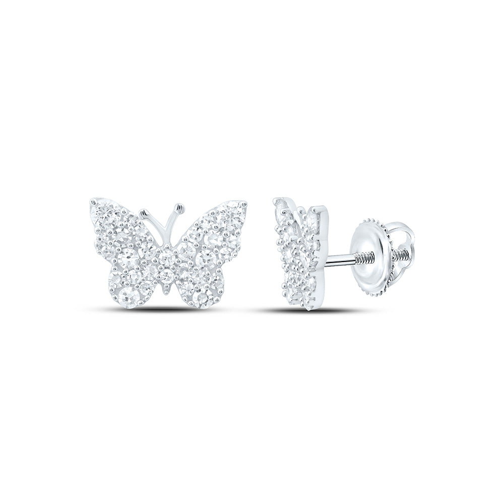 Sterling Silver 1/2 Cttw Lab Grown Diamond Butterfly Earring