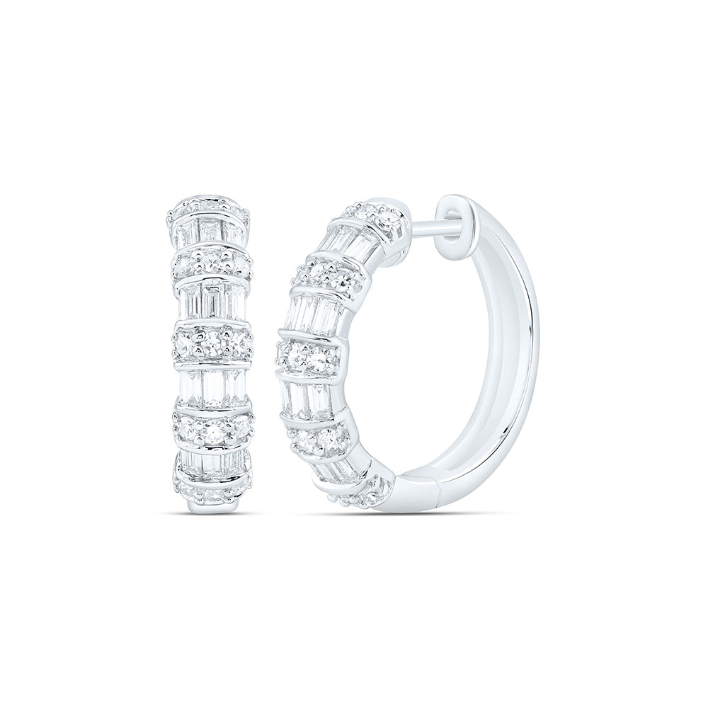 Sterling Silver 7/8 Cttw Lab Grown Diamond Hoop Earring