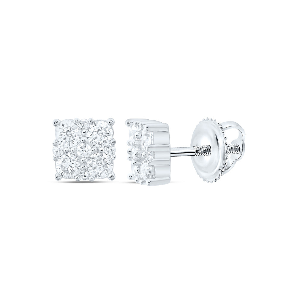 Sterling Silver 5/8 Cttw Lab Grown Diamond Square Earring