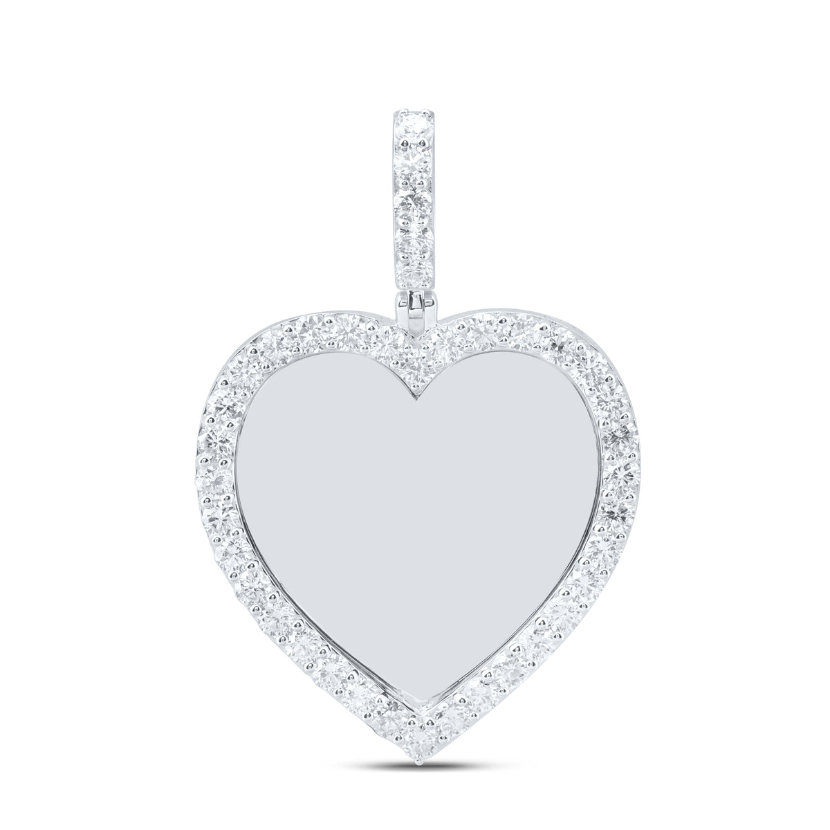 Sterling Silver 2 1/2 Cttw Lab Grown Diamond Heart Memory Charm Pendant