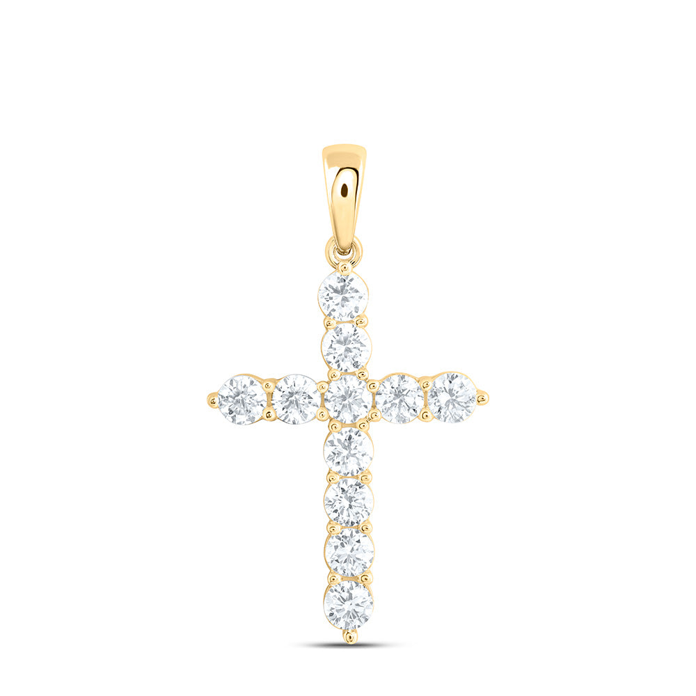 Sterling Silver Yellow Tone 1 Cttw Lab Grown Diamond Cross Charm Pendant