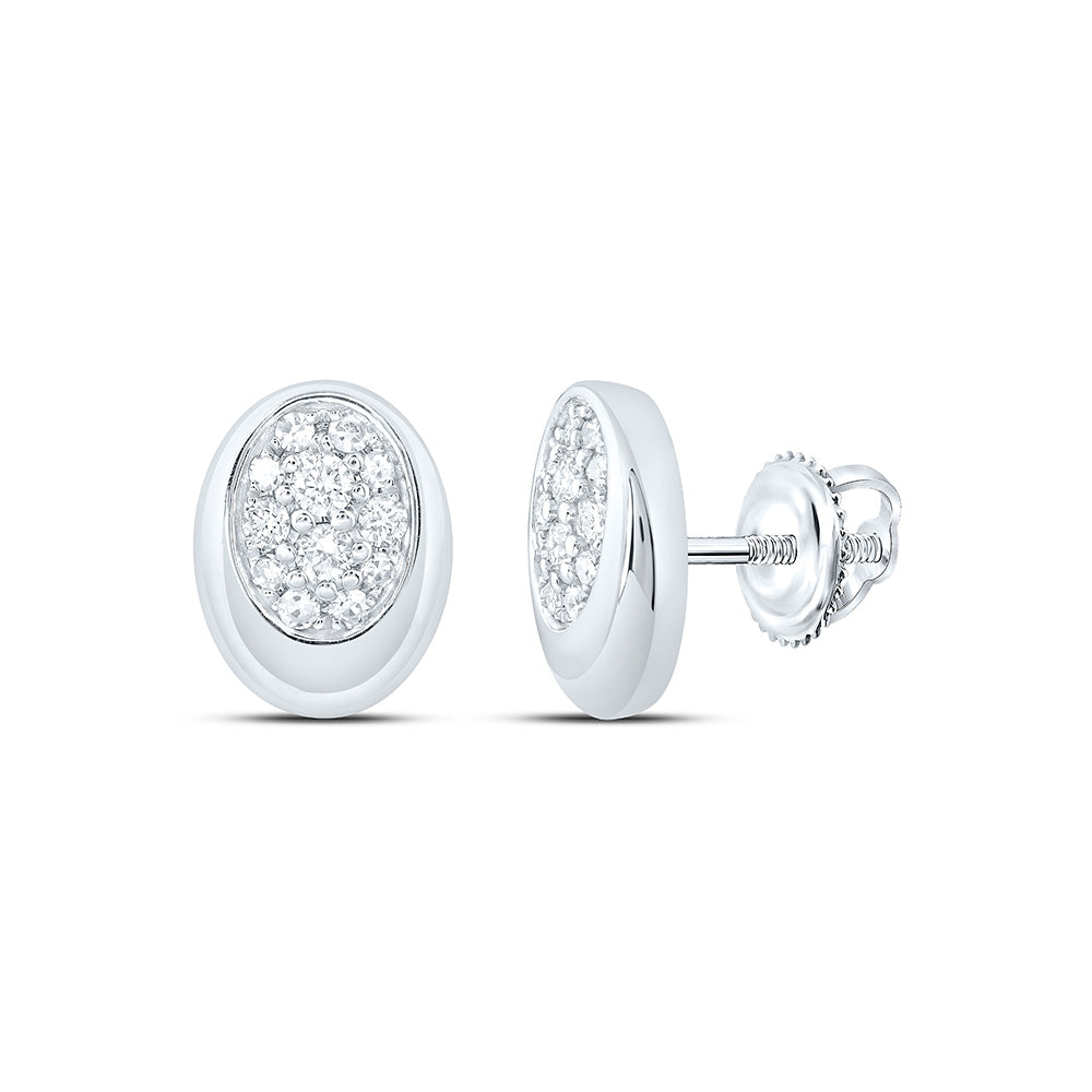 Sterling Silver 1/3 Cttw Lab Grown Diamond Oval Earring