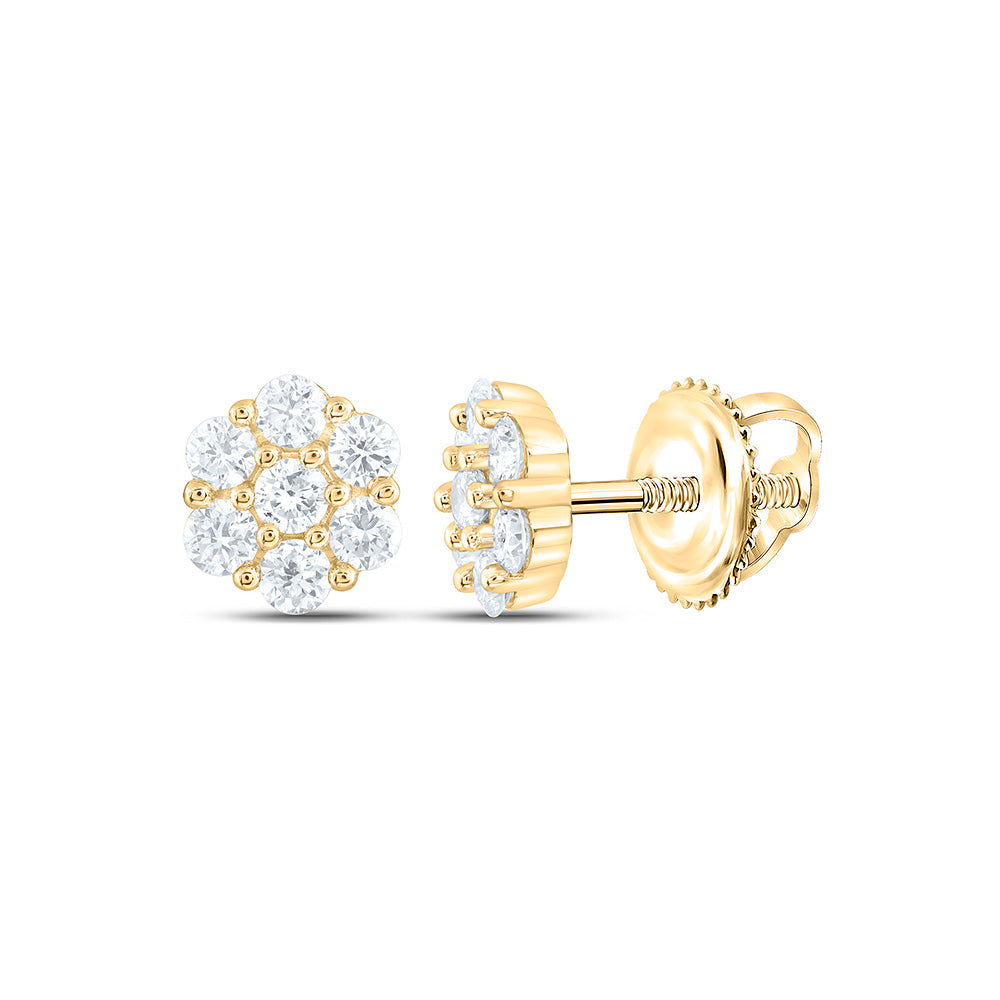Sterling Silver 3/8 Cttw Lab Grown Diamond Flower Earring
