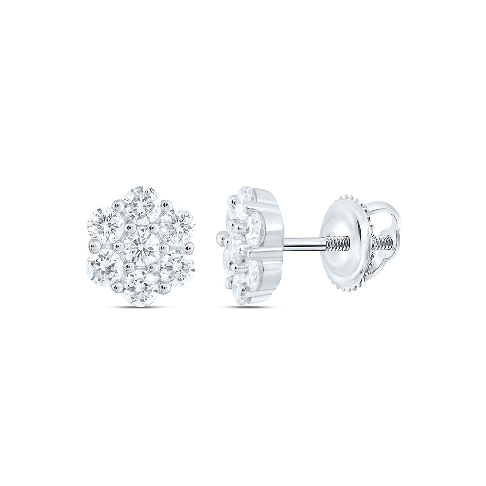 Sterling Silver 1/2 Cttw Lab Grown Diamond Flower Earring
