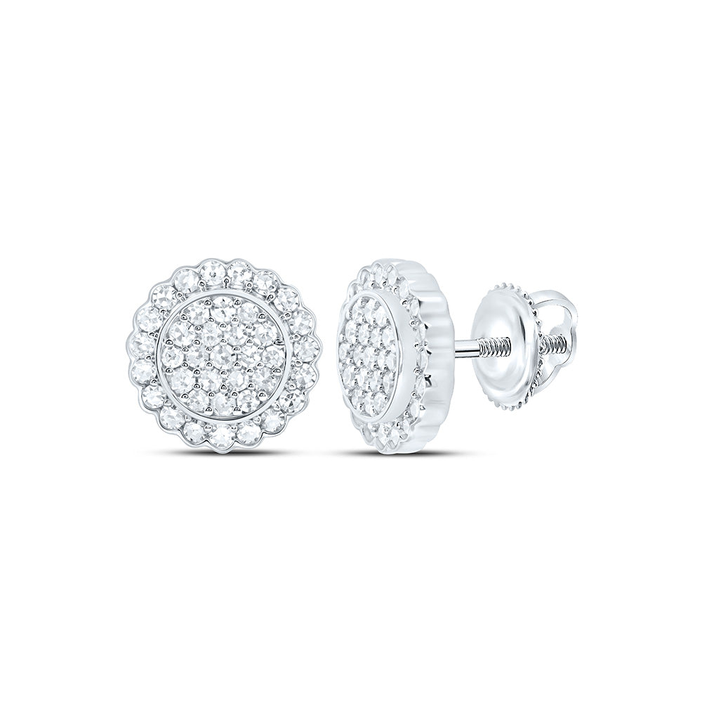 Sterling Silver 1/2 Cttw Lab Grown Diamond Round Flower Earring