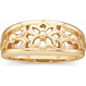 14K Yellow Gold Polished Floral Ring Size 6