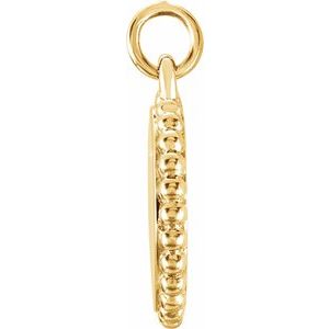 14K Yellow Gold 18.3 X 13.8 Mm Polished Engravable Round Beaded Pendant