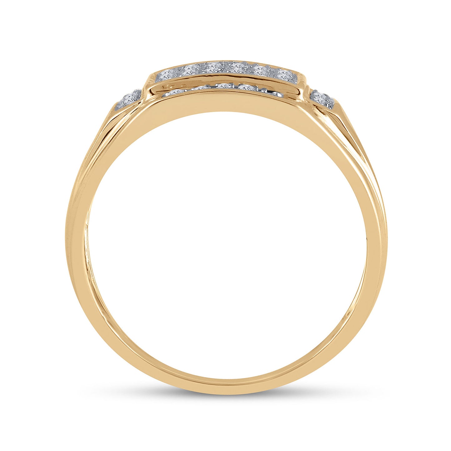 10K Yellow Gold Mens Round Diamond Square Cluster Ring 1/3 Cttw, Mens Size: 7-13