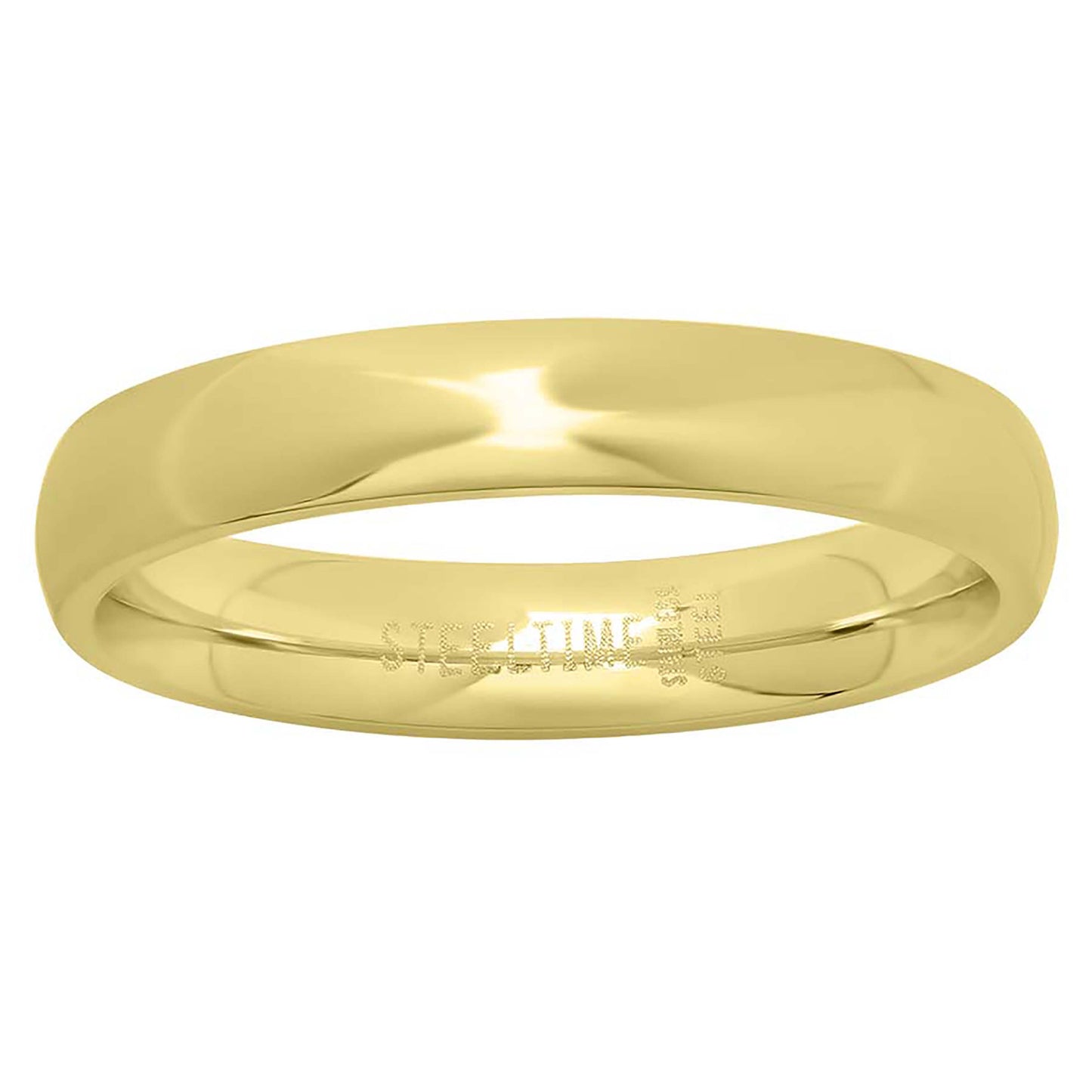 Stainless Steel Or Yellow-Tone Unisex Dome Plain Bridal Anniversary Engagement Wedding Comfort-fit Fashion Band Ring