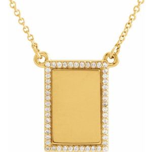 14K Yellow Gold Round .8Mm G-H I1 1/8 Ctw Natural Diamond Engravable Necklace, Length: 18 In