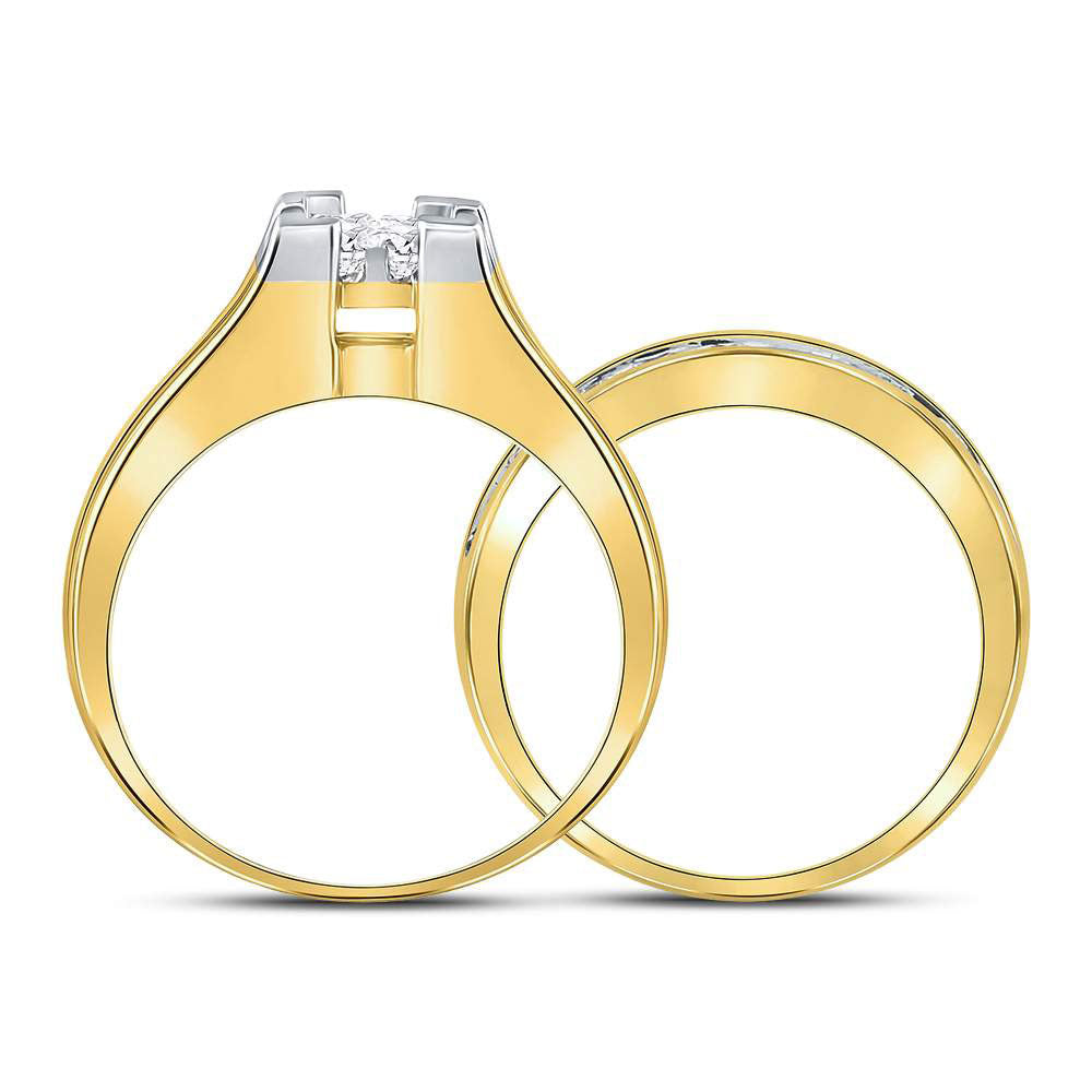 14K Yellow Gold Princess Diamond Bridal Wedding Ring Band Set 2 Cttw, Womens Size: 5-10