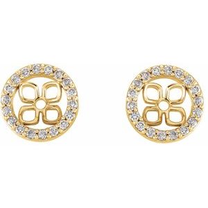 14K Yellow Gold 8 Mm Pair Polished 3/8 Ctw Lab Grown Diamond Earring Jackets For Pearl Studs