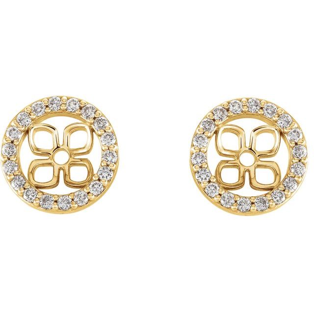 14K Yellow Or White Gold Polished Natural Diamond Earring Jackets For Pearl Studs