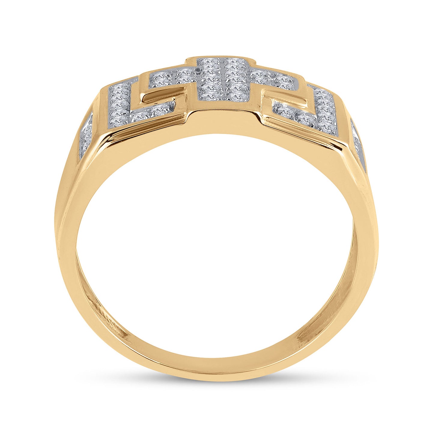 10K Yellow Gold Mens Round Diamond Cross Cluster Ring 1/3 Cttw, Mens Size: 7-13
