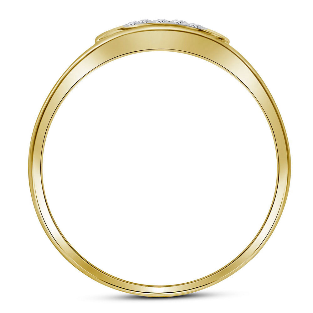 10K Yellow Gold Mens Round Prong-set Diamond Square Cluster Ring 1/4 Cttw, Mens Size: 7-13