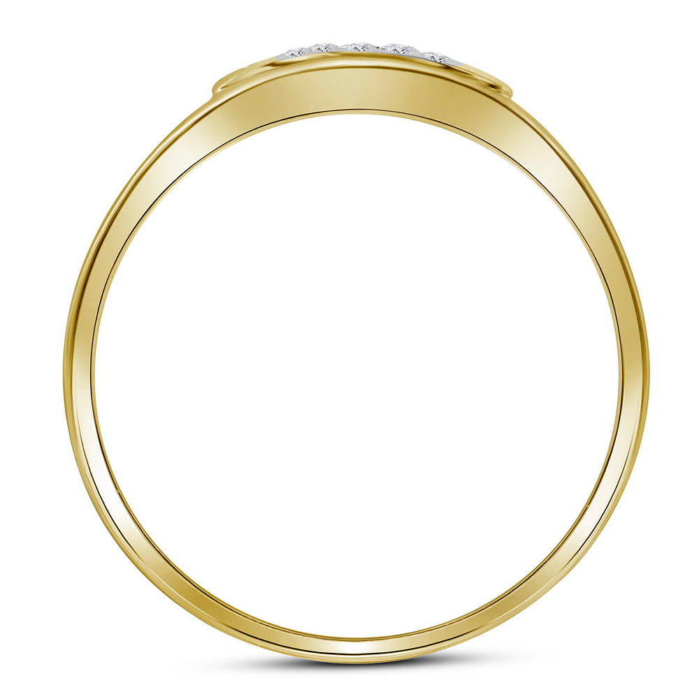 10K Yellow Gold Mens Round Prong-set Diamond Square Cluster Ring 1/4 Cttw, Mens Size: 7-13